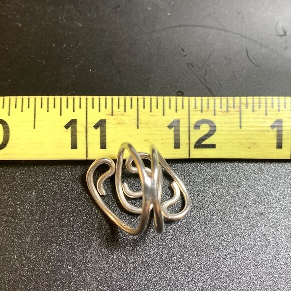 VTG Sterling Silver 925 Freeform Design Abstract Band 4.25mm Ring Size 6.25 - Picture 10 of 11